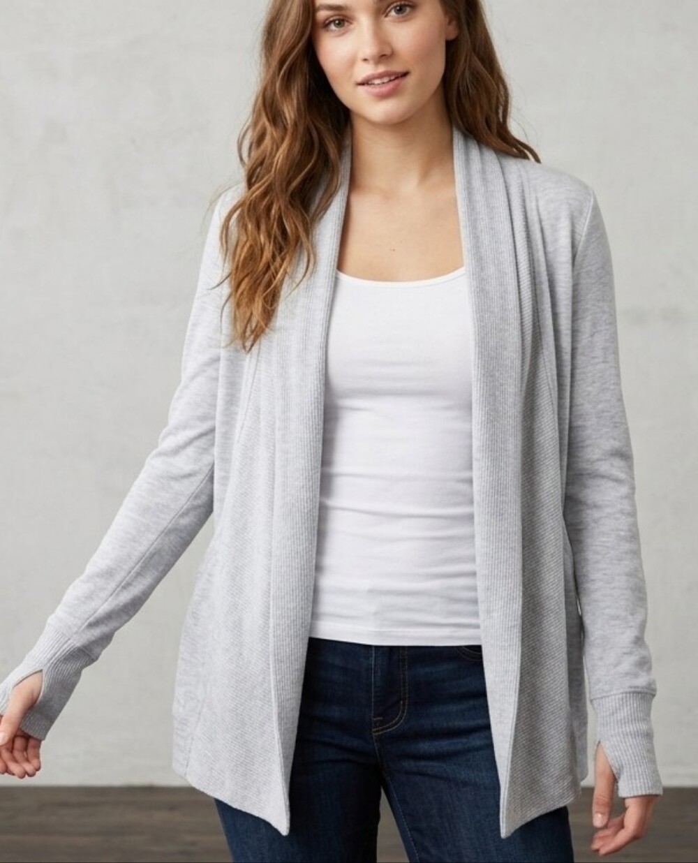 NEVER WORN Active Life Light Gray Open-Front Draped Cardigan Sz Size SMALL S